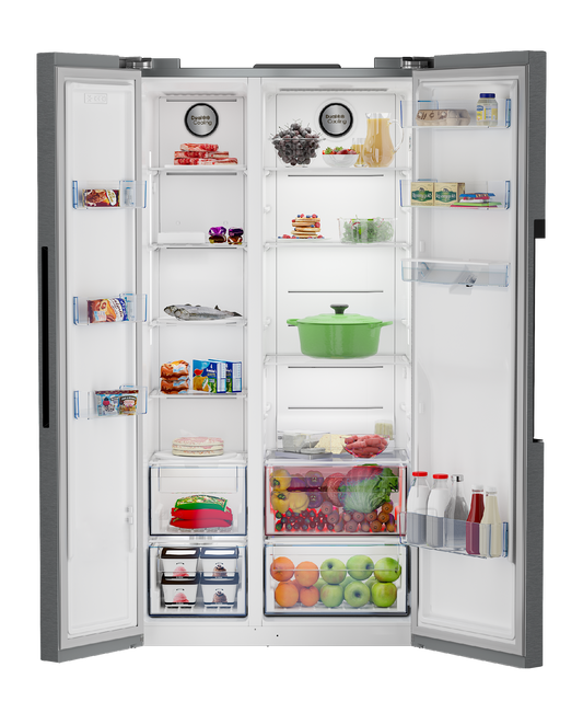Defy DFF647 Side-by-Side Fridge: NatureLight, No Frost, Dual Cooling, Energy-Efficient