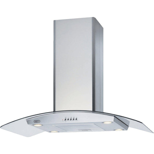 Defy DCH323 Premium Curved Glass Island Cooker Hood with Halogen Lights