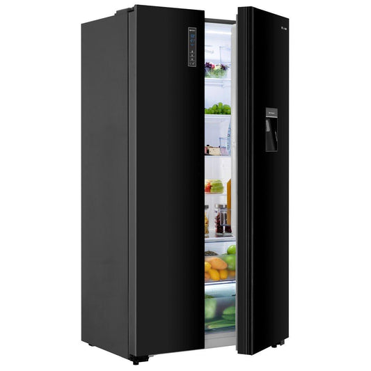 Hisense H680SMIB-WD Side-by-Side Fridge Freezer Black Glass Water Dispenser