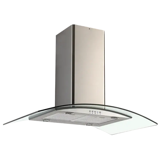 Defy DCH323 Premium Curved Glass Island Cooker Hood with Halogen Lights