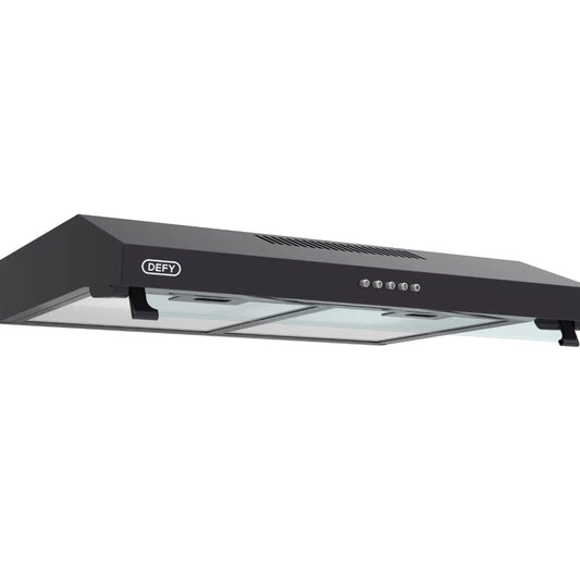 Defy DCH60B Black Wall Mounted Flat Glass Cooker Hood with LED Light