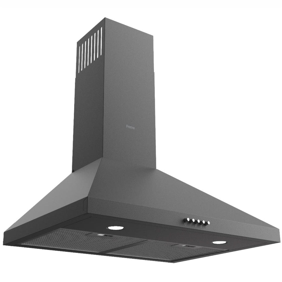 Ferre 60cm Black Pyramid Cooker Hood, 3-Speed, LED Lighting, Quiet Operation