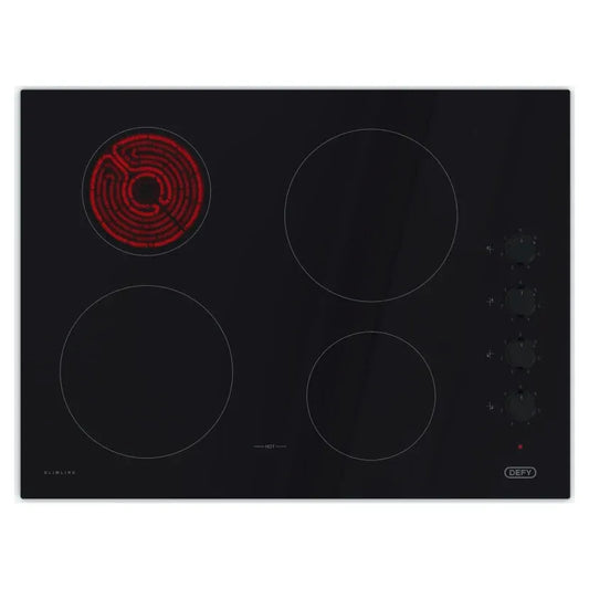 Defy DHD411 Slimline Vitroceramic Cooktop Elegant Black Glass 4-Plate Electric Hob
