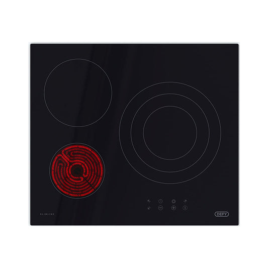 Defy DHD601 Slimline Vitroceramic Hob: 3-Zone Touch Control Kitchen Cooktop