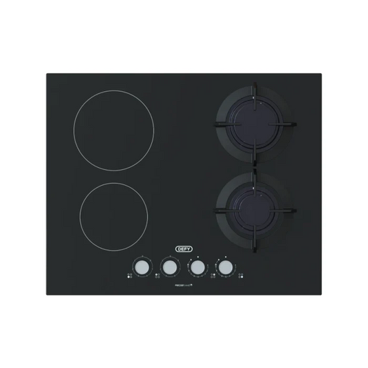 Defy DHG606 65cm Hybrid Dual Fuel Hob: Gas & Electric Ceramic Cooktop