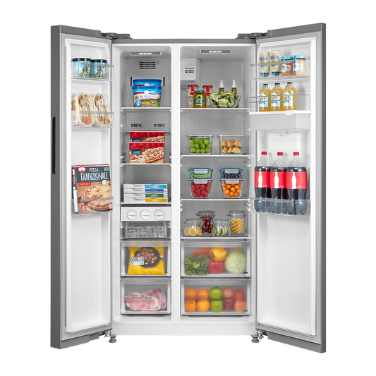 Midea HC-689WEN-ESN Side-by-Side Refrigerator: Frost Free Cooling, Water Dispenser, 513L