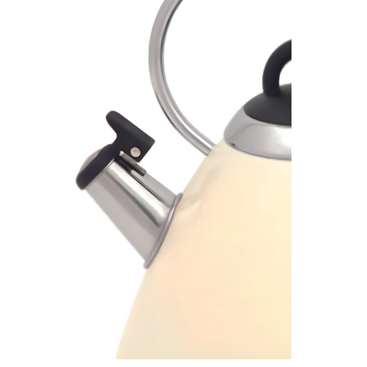 Snappy Chef Retro Whistling Kettle: Stainless Steel, Induction Base, Beige Finish
