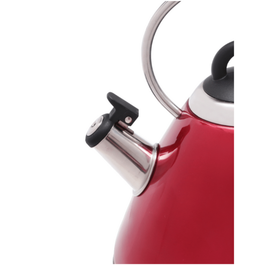 Snappy Chef Retro Whistling Kettle: Durable Stainless Steel, Red Powder Coat Finish