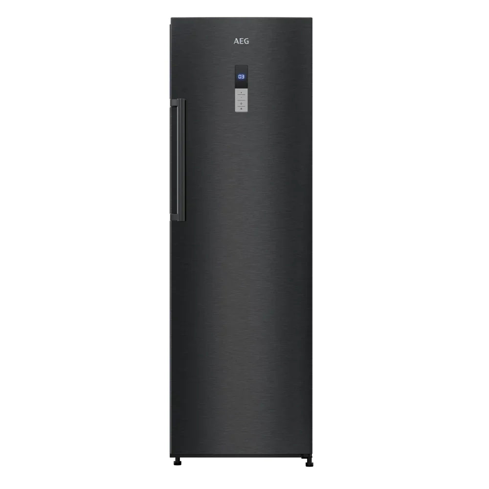 AEG 360L No Frost Upright Fridge, Metal Cooling, Black Stainless Steel