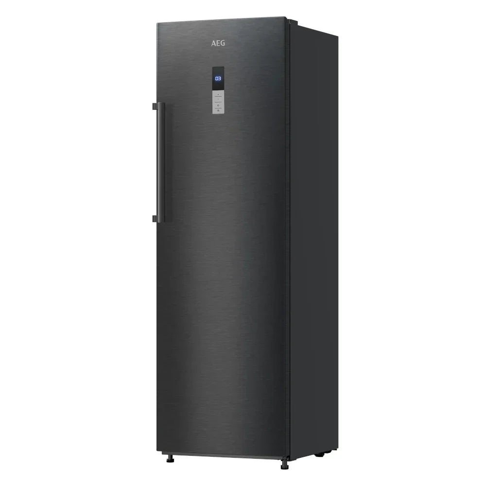 AEG 360L No Frost Upright Fridge, Metal Cooling, Black Stainless Steel