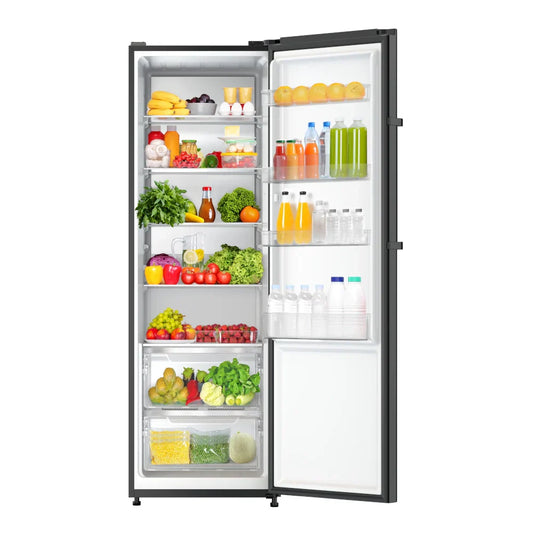 AEG 360L No Frost Upright Fridge, Metal Cooling, Black Stainless Steel
