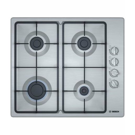Bosch PBP6C5B62M 24-inch Stainless Steel Gas Hob with Cast-Iron Supports