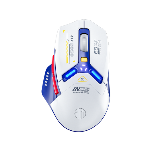 Inphic IN Wired Bluetooth5.0 and 2.4GHz Rechargeable Mouse- Blue/White